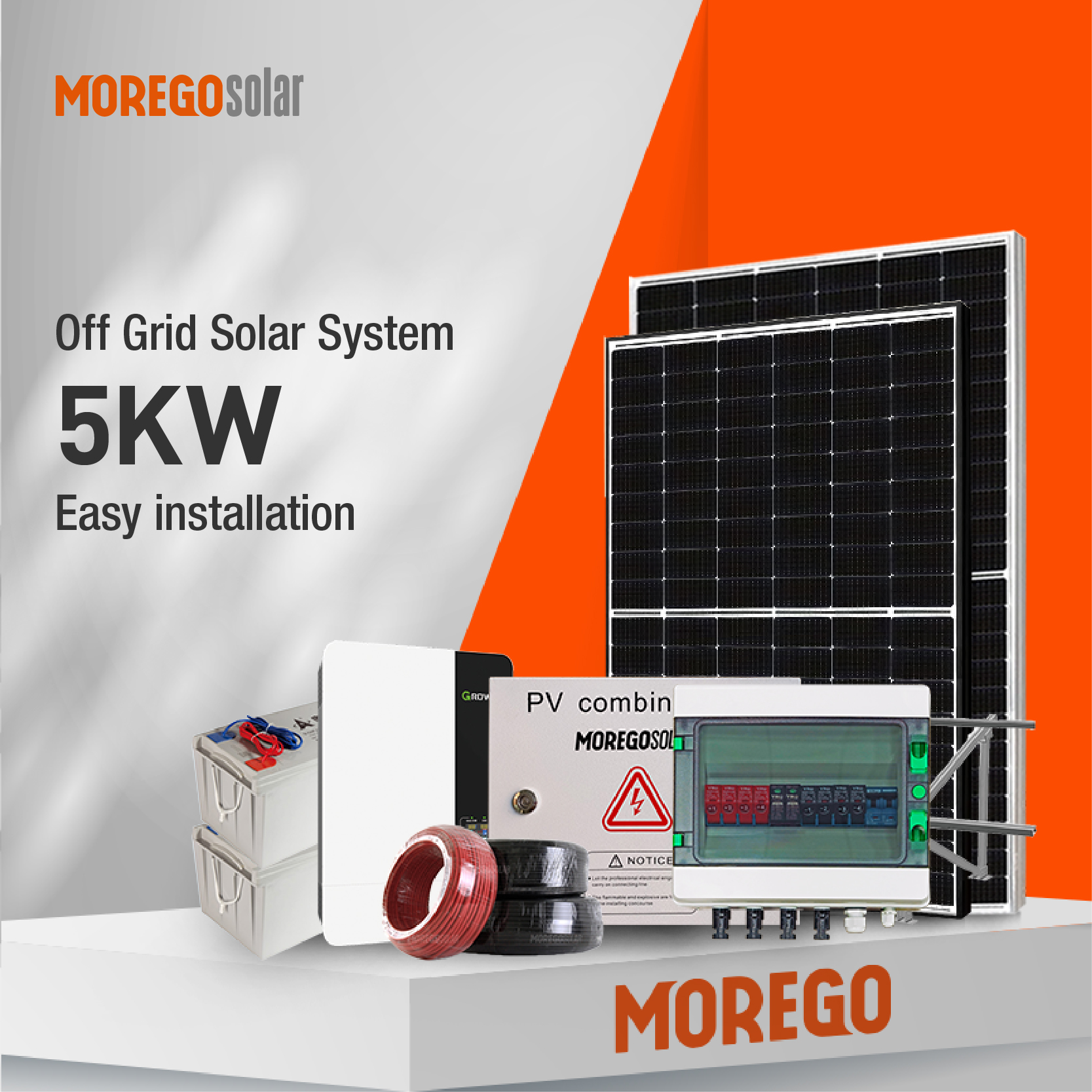 Moregosolar Solarenergiesystem, 5 kW, netzunabhängiges PV-System, 5000 W, komplett mit Batterie