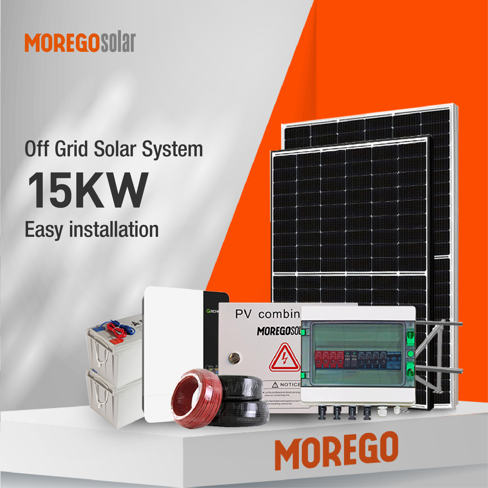 Moregosolar Solarenergiesystem 15 kW netzunabhängiges Solarstrom-Batteriesystem 