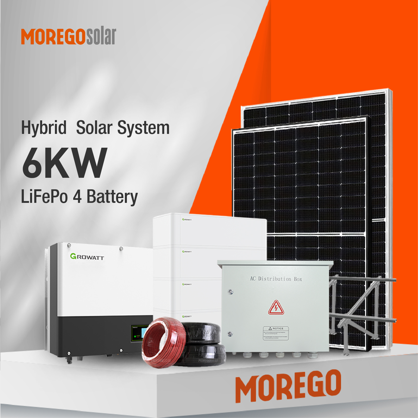 Moregosolar Hybrid-Solarspeicher-Energiesysteme 5 kW 6 kW mit Lithium-Ionen-Batterie