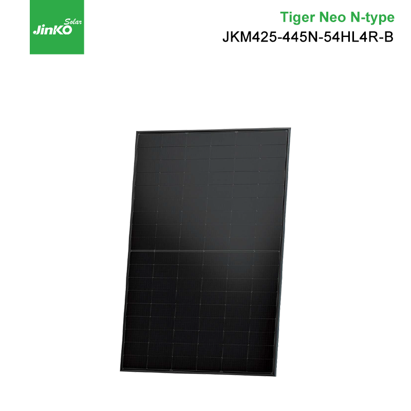 Jinko Solar Tiger Neo N Typ 440 W 445 W N-Typ 54 Halbzellen-Monofazialmodul komplett in Schwarz 445 W Dach-Solarpanel mit schwarzem Rahmen