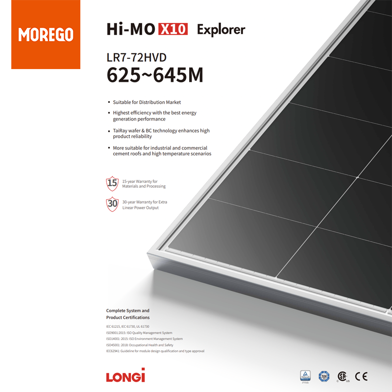 Longi HiMO X10 Explorer 645 W 640 W 635 W 630 W bifaziale Doppelglas-Solarmodule