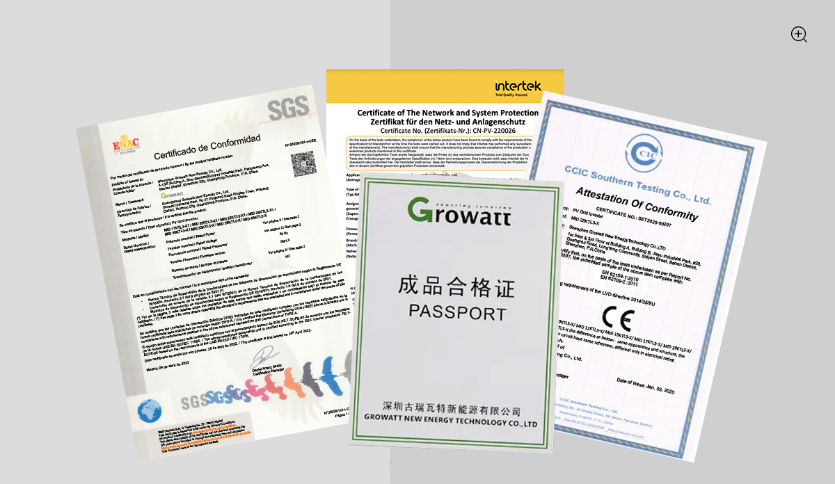 Zertifikat für Growatt-Solarwechselrichter