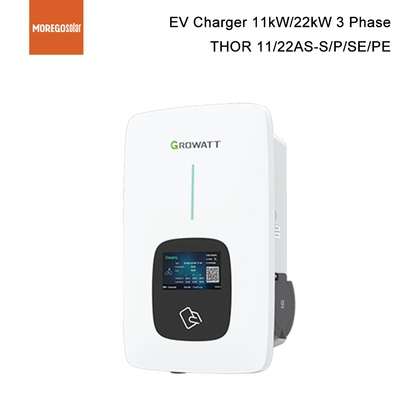 Growatt EV-Ladegerät, 7 kW, einphasig, 11 kW, 22 kW, dreiphasig, kompatibel mit verschiedenen PV-Marken für Solar-Carport